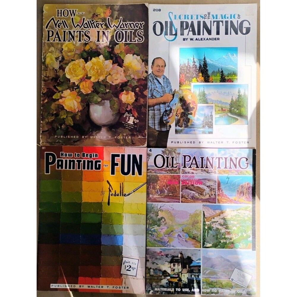 Lot of 4 Vintage Walter Foster Art Books Oil Painting Bill Alexander